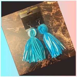 Turquoise & White Tassel Earrings
